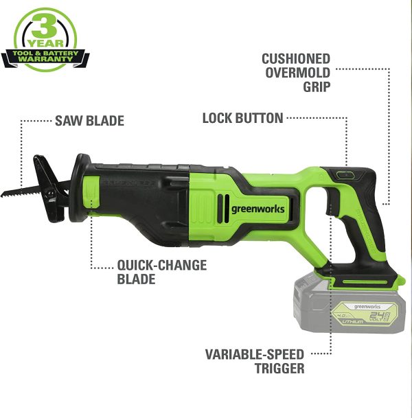 24V Brushless Reciprocating Saw, Battery Not Included 3601302AZ