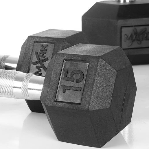 Better Body Rubber Hex Dumbbell Set + Weight Rack | 5-50lbs