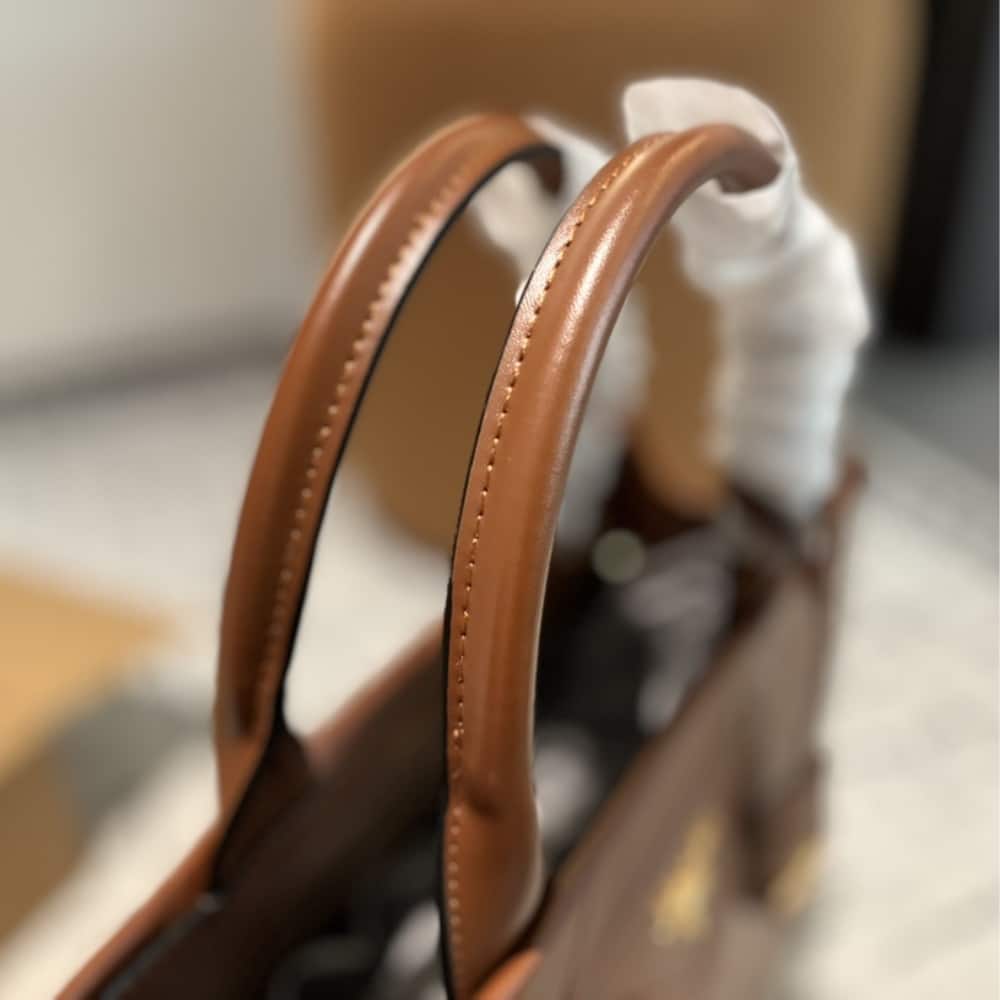 Prada Small Symbole Bag With Topstitching Caramel 28Cm