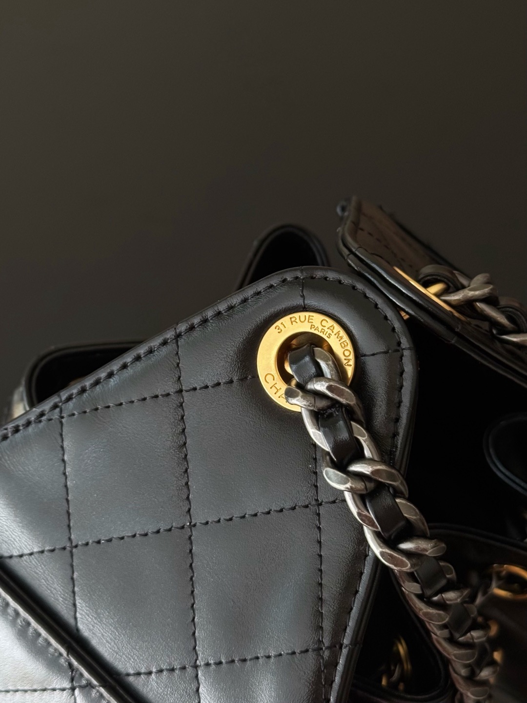 Chanel 25Bag 25C Oil-waxed leather black & gold small