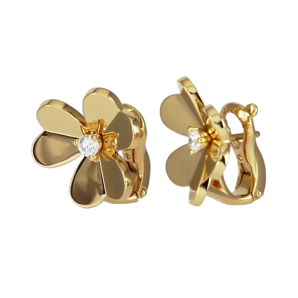 Van Cleef & Arpels Frivole Earrings 18K Yellow Gold Diamond VCARB65700