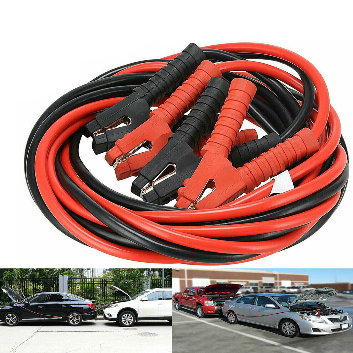 Car Emergency Cable 6m 3000A Car Battery Power Emergency Cable Jump Start Firing Line Power Wire Copper Clip Clamp Boost Cord Bateria Auto (Black and Red)