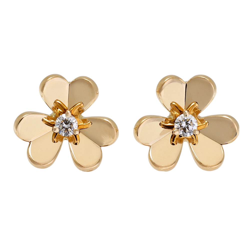 Van Cleef & Arpels Frivole Earrings 18K Yellow Gold Diamond VCARP0J300