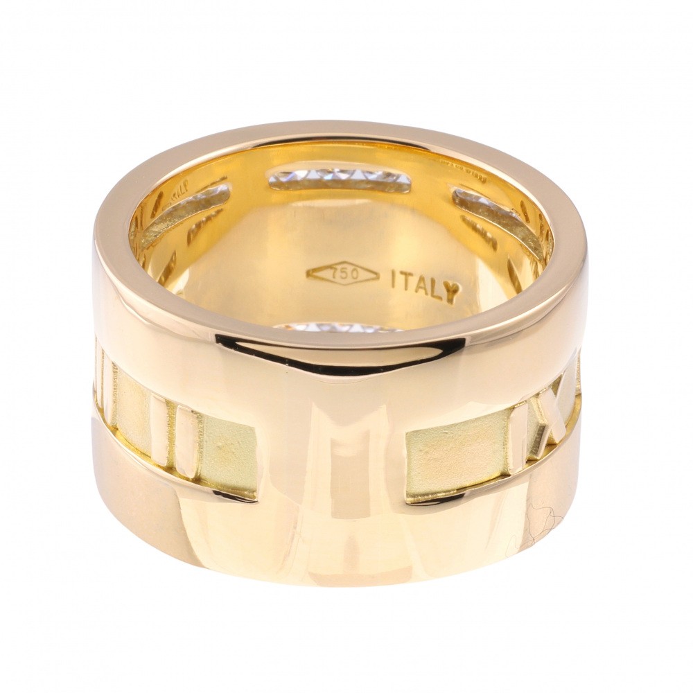 Tiffany & Co. Atlas Wide Half Diamond Ring 18K Yellow Gold