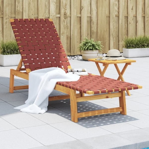 vidaXL Sun Lounger Reclining Patio Furniture Solid Wood Acacia and Fabric