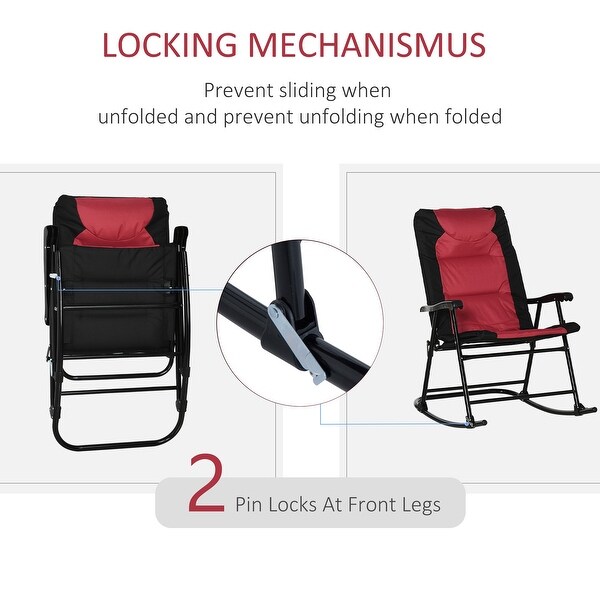 Outsunny Folding Rocking Chair Set with Padded Seat and Back,Pillow