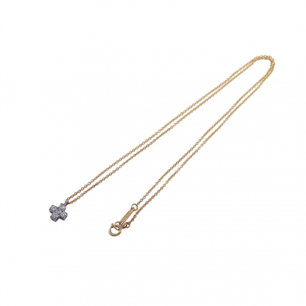 Tiffany & Co. Tiffany Crucy Foam K18YG Yellow Gold PT950 Necklace Platinum & 18K Yellow Gold Diamond