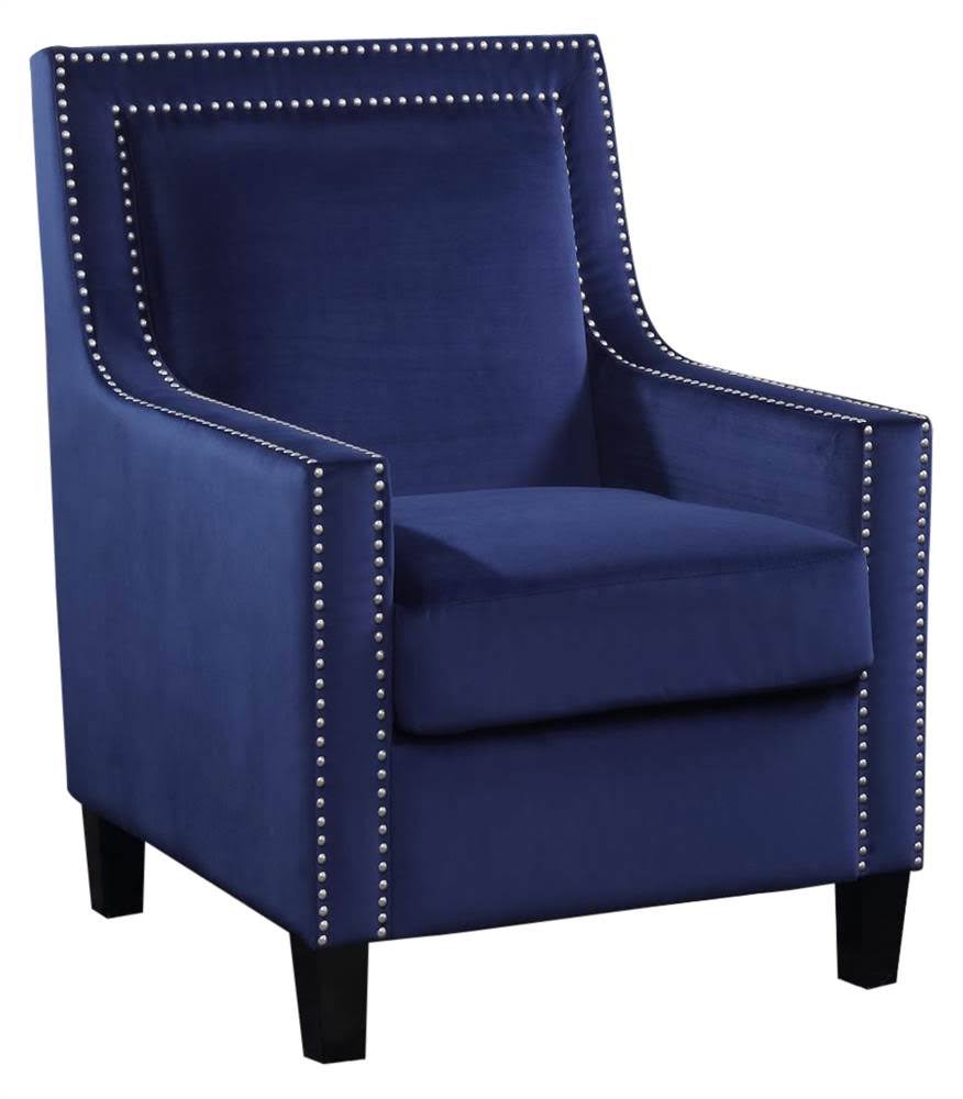 Manor Blue Velvet Accent Arm Chair with Nailhead Trim - Myco 8750