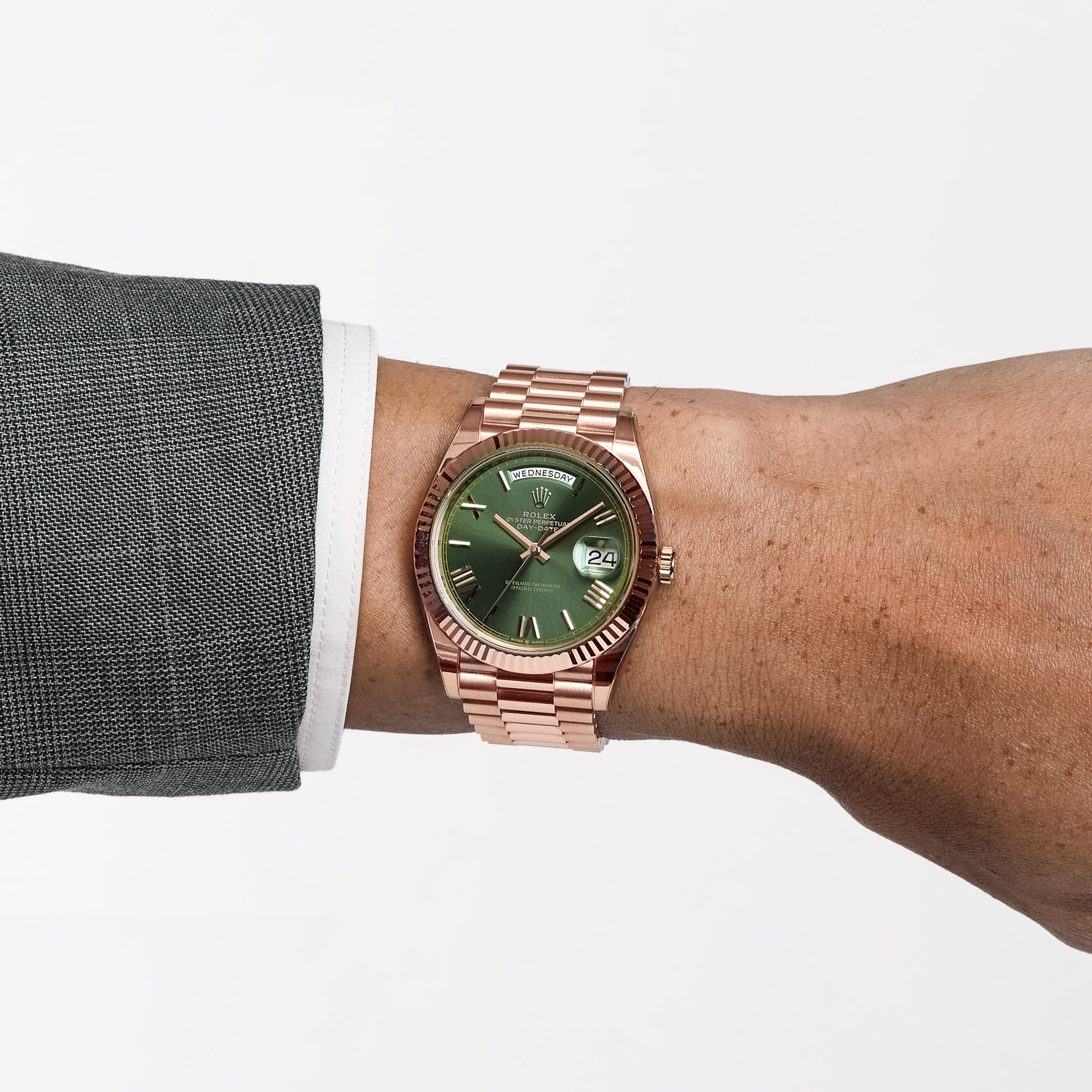 Rolex Day-Date 40 228235 Rose Gold Olive Green Dial (2023)