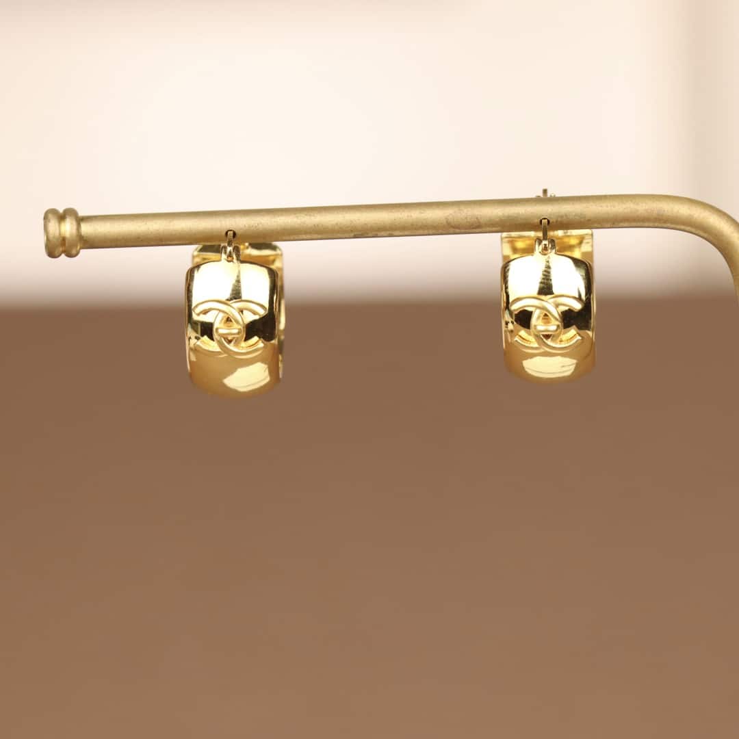 Chanel Cc Hoop Earrings