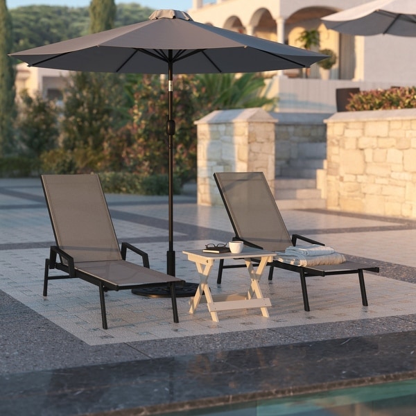 AllWeather Textilene Adjustable Chaise Lounge Chair with Arms