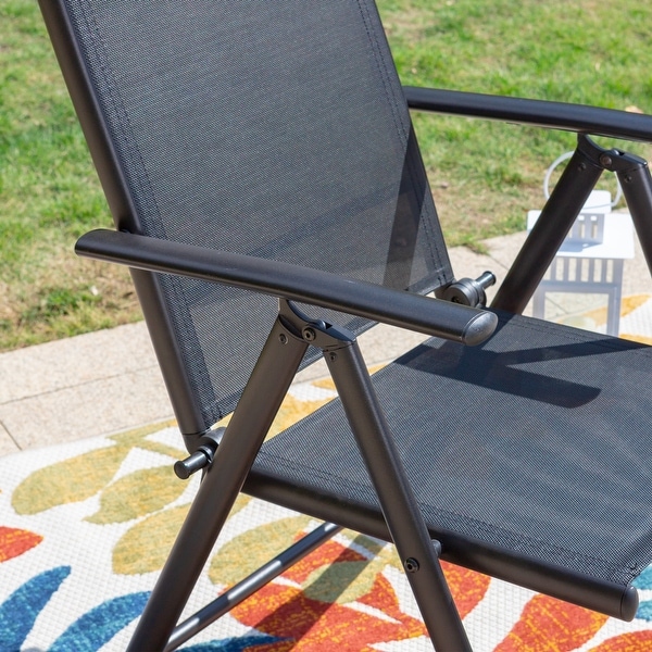 9Piece Patio Dining Set,Metal Table and Foldable Sling Dining Chairs with 7 Levels Adjustable