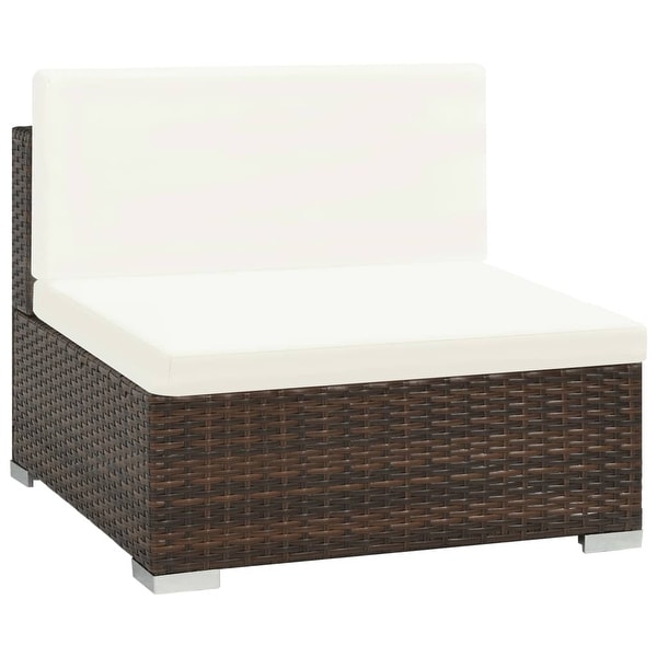 vidaXL 6 Piece Patio Lounge Set with Cushions Poly Rattan Brown