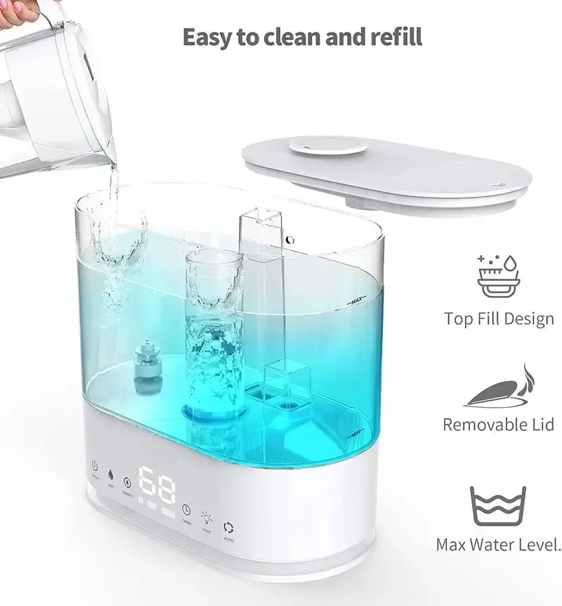 Top-Fill Bedroom Humidifier — 4L Capacity, Quiet Operation, Easy-Access Refill Design