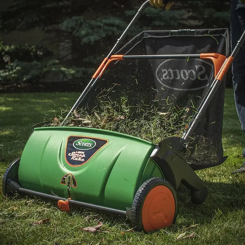 Scotts LSW70026S 26-Inch Push Lawn Sweeper — 3.6-Bushel Capacity Bag for Debris & Leaf Collection