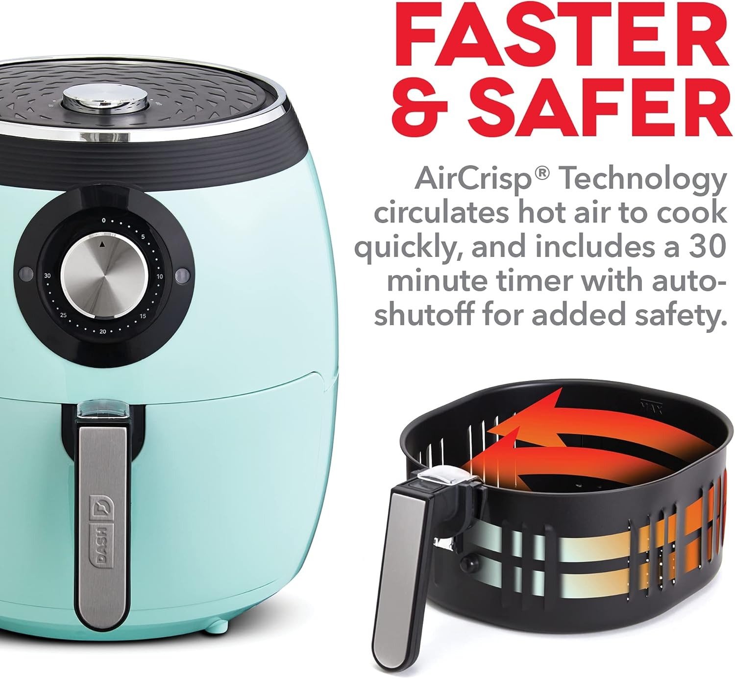 6QT Electric Air Fryer, 1700W, Adjustable Temperature Control, Nonstick Basket, Auto Shut-Off, 400°F Max Temp
