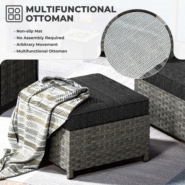 OVIOS 6Piece Patio Grey Wicker Conversation Set