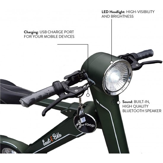 Folding Electric Adult Scooter – Electric Bicycle – Bluetooth Speaker – Stylish and Stable – Leather Seat – Lightweight – Excellent Range
