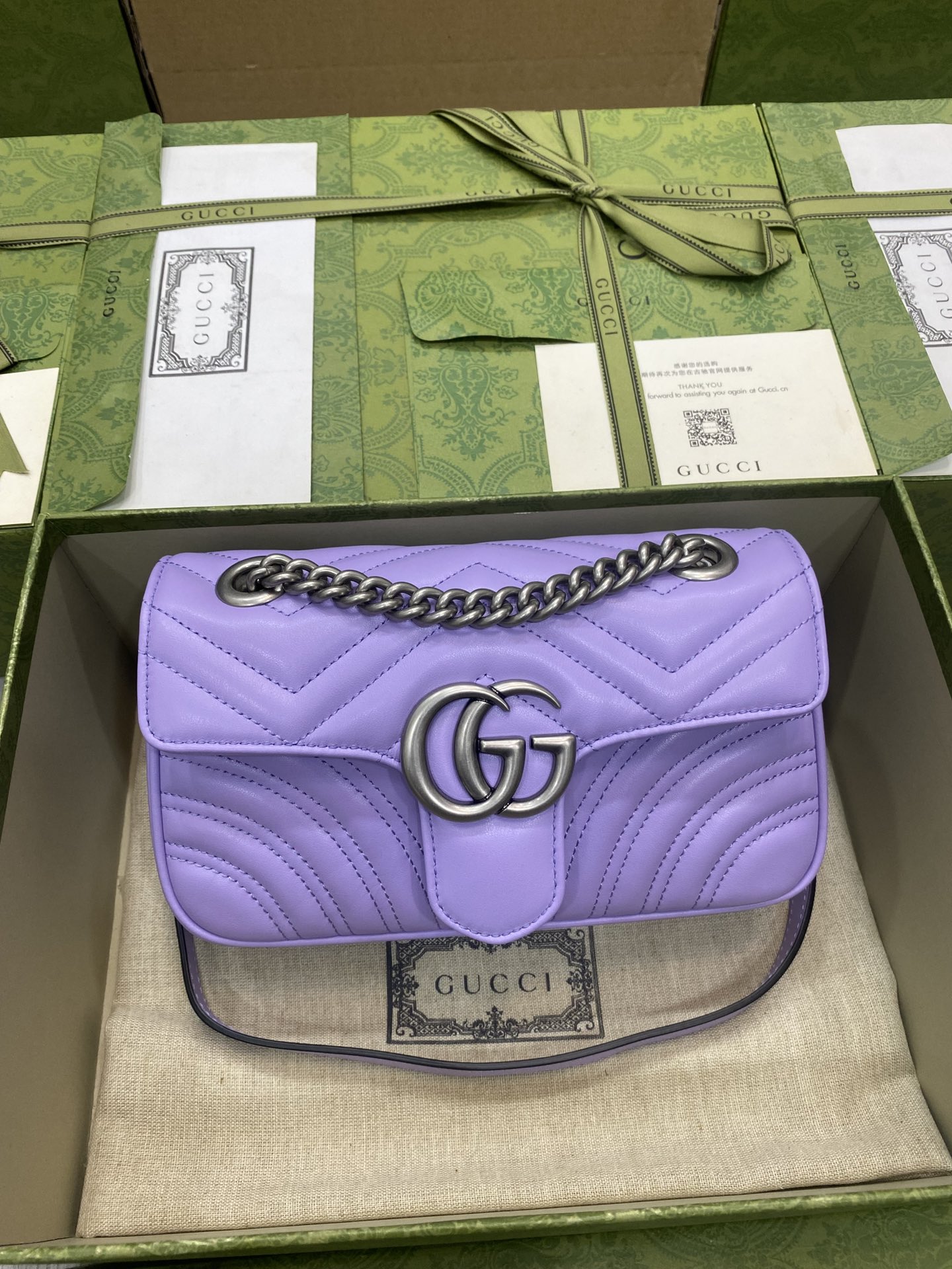 Top version Gucci GG Marmont chain bag Original factory leather - cnluxepick