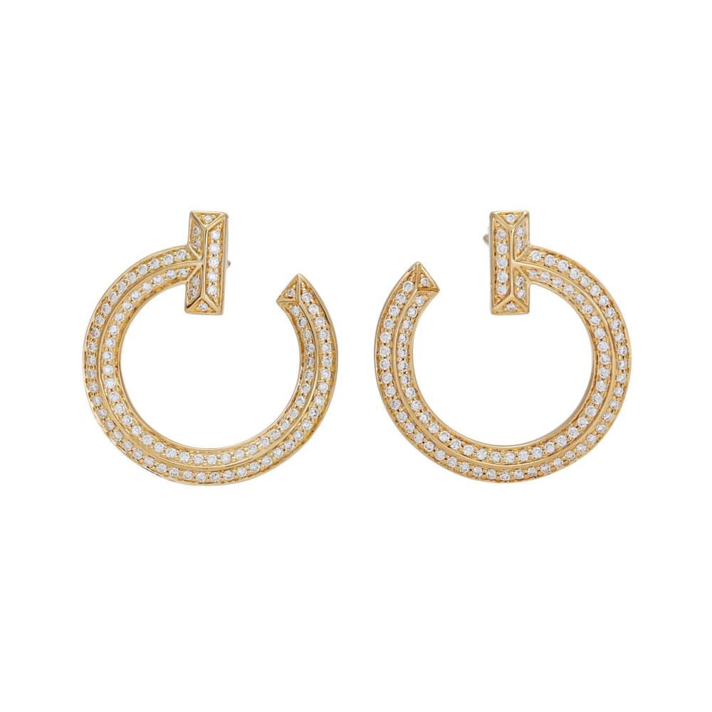 Tiffany & Co. Tiffany T One Open Hoop Earrings 18K Yellow Gold 68408083