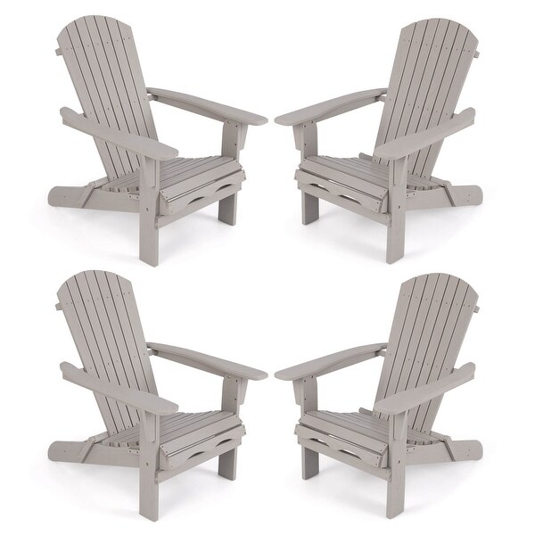 Costway Folding Adirondack Chair Set of 1/4 with High Backrest and Wide