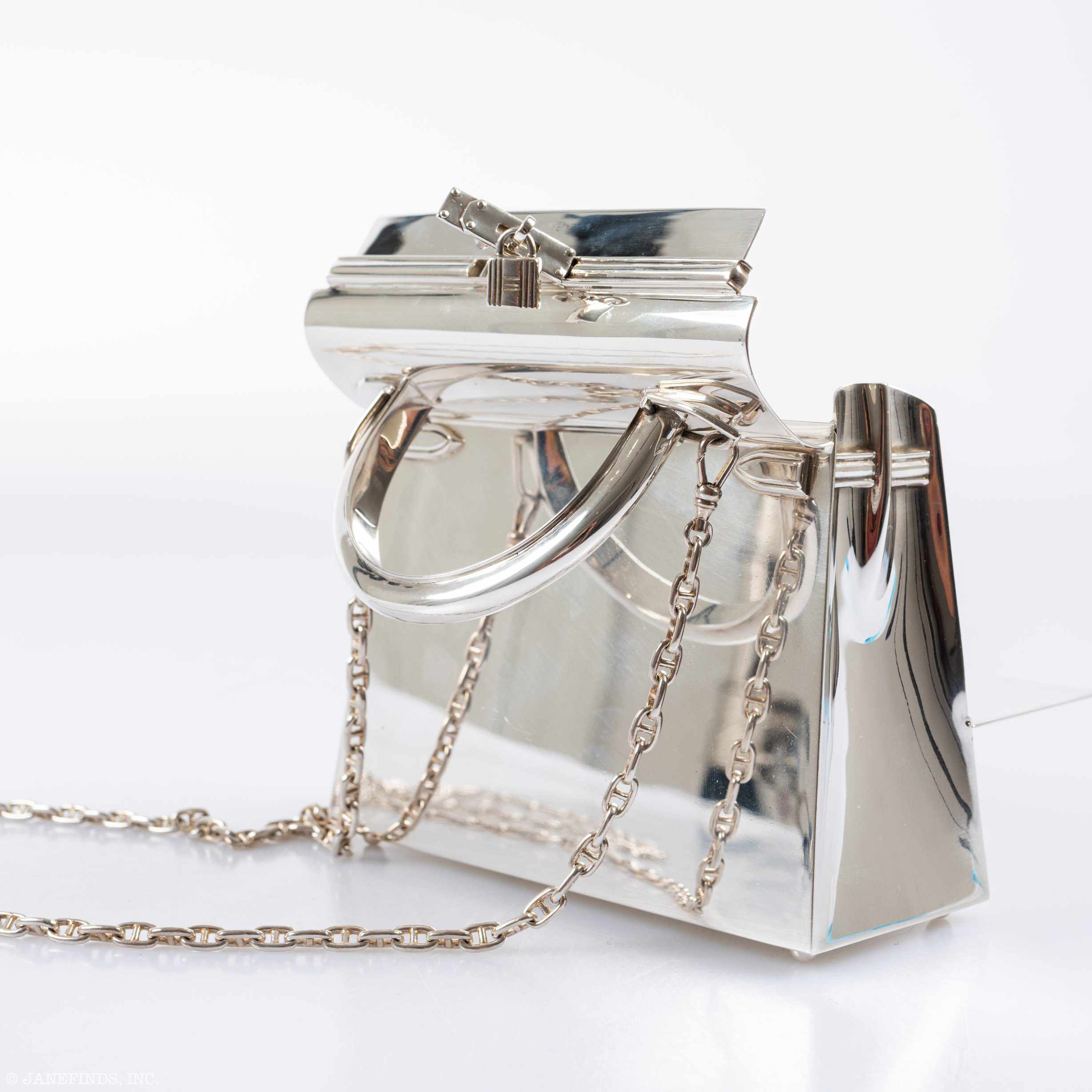 Hermès Ultra-Rare Mini Kelly in Sterling Silver, 1990s