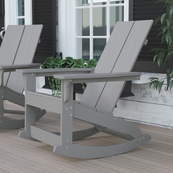 Modern 2Slat Adirondack Poly Resin Rocking Chair for Indoor/Outdoor Use