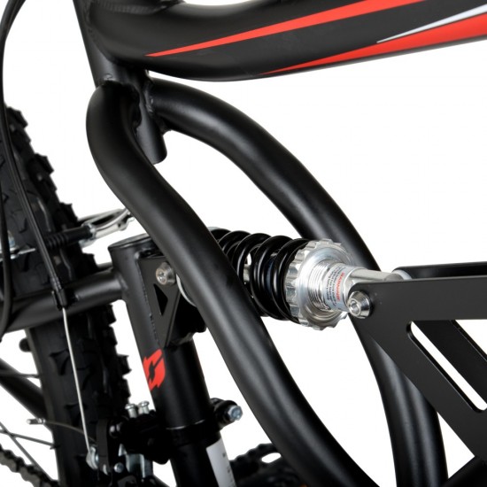 26″ Shocker Men’s Dual Suspension Mountain Bike, Black