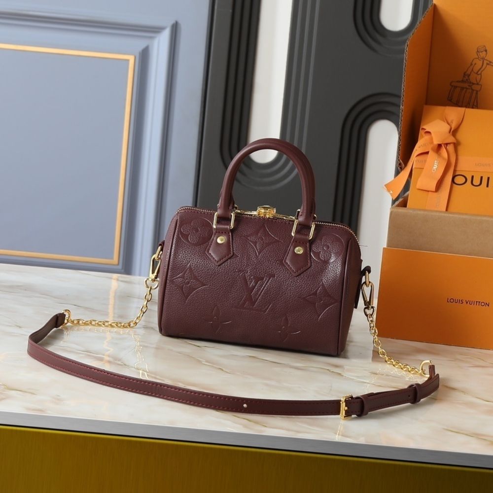 Louis Vuitton Speedy Bandouliere 20 Monogram Empreinte Grenat Red 8.1 Inches M25929