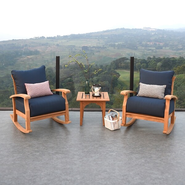 Leon 3piece Teak Patio Chat Set with Cushion by Havenside Home