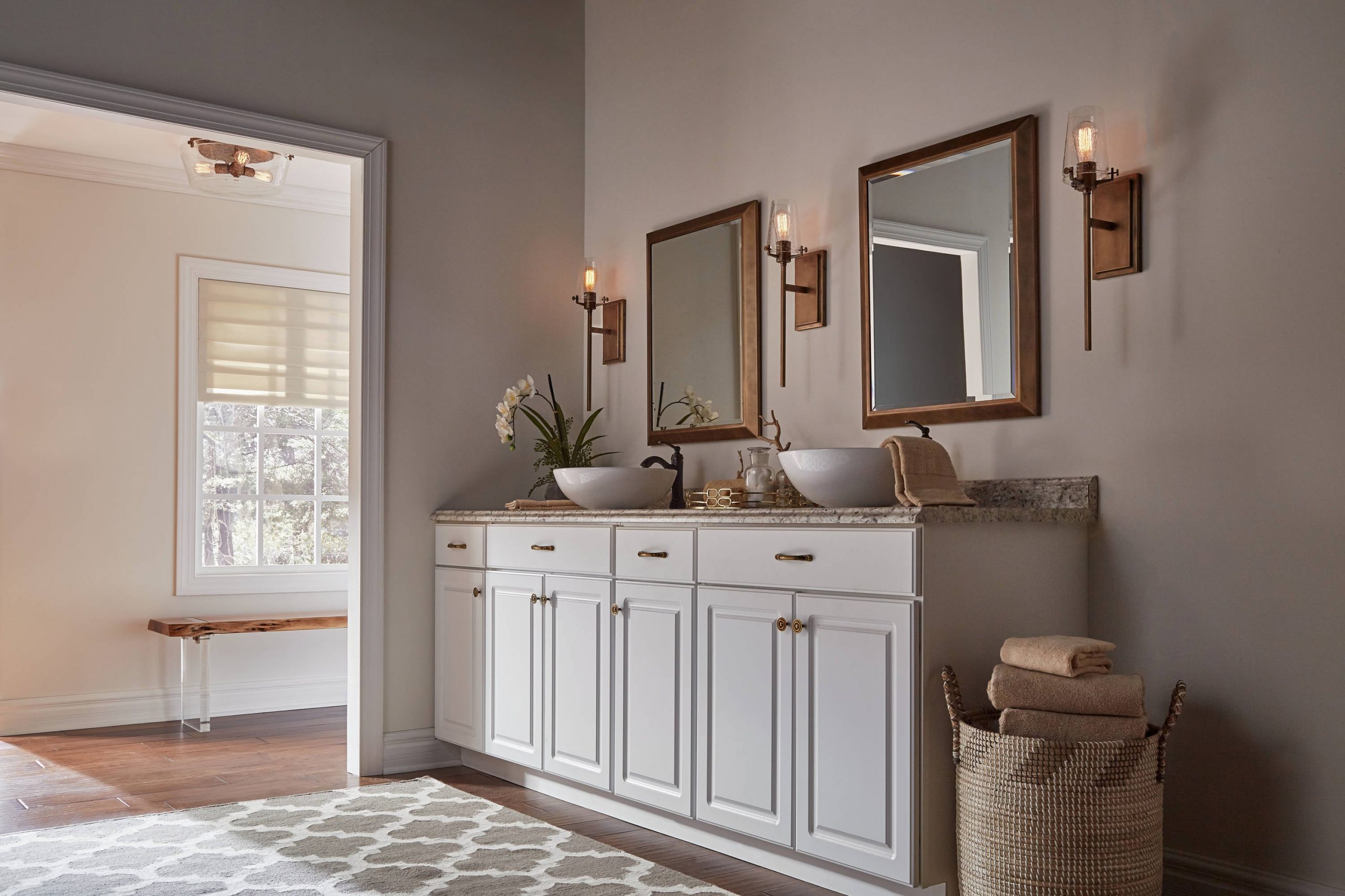 45295NBR Alton 5-in 1-Light Natural Brass Industrial Vanity Light