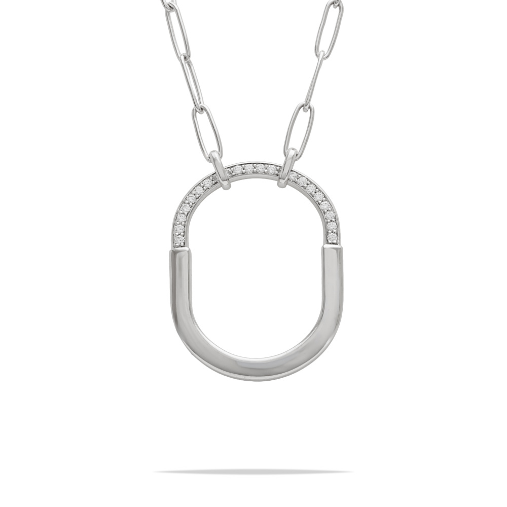 Tiffany & Co. Lock Necklace 18K White Gold Diamond 72342178