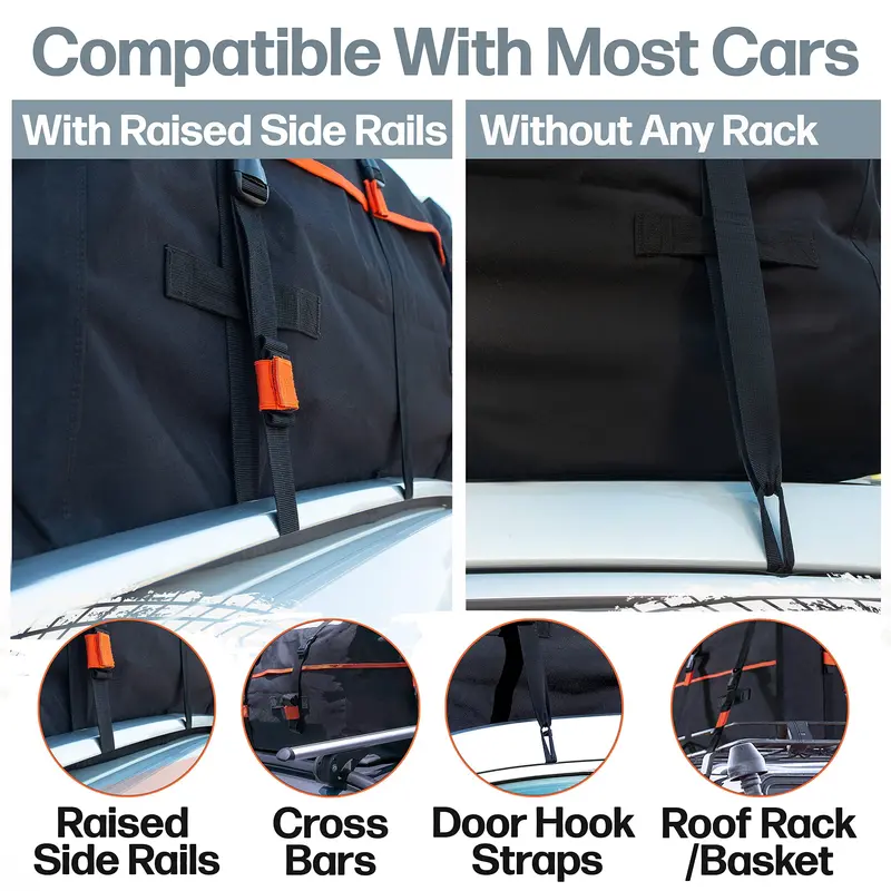 RoofPax 19 cft. Extra Waterproof Car Rooftop Cargo Carrier Bag, Heavy Duty, 6 Safety Hooks Included