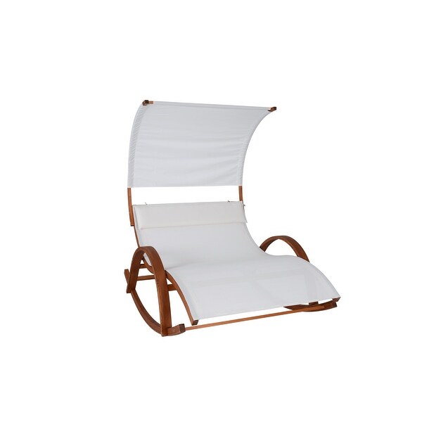 Island Retreat Bentwood Breeze Wood Frame Dual Rocking Lounger With Canopy