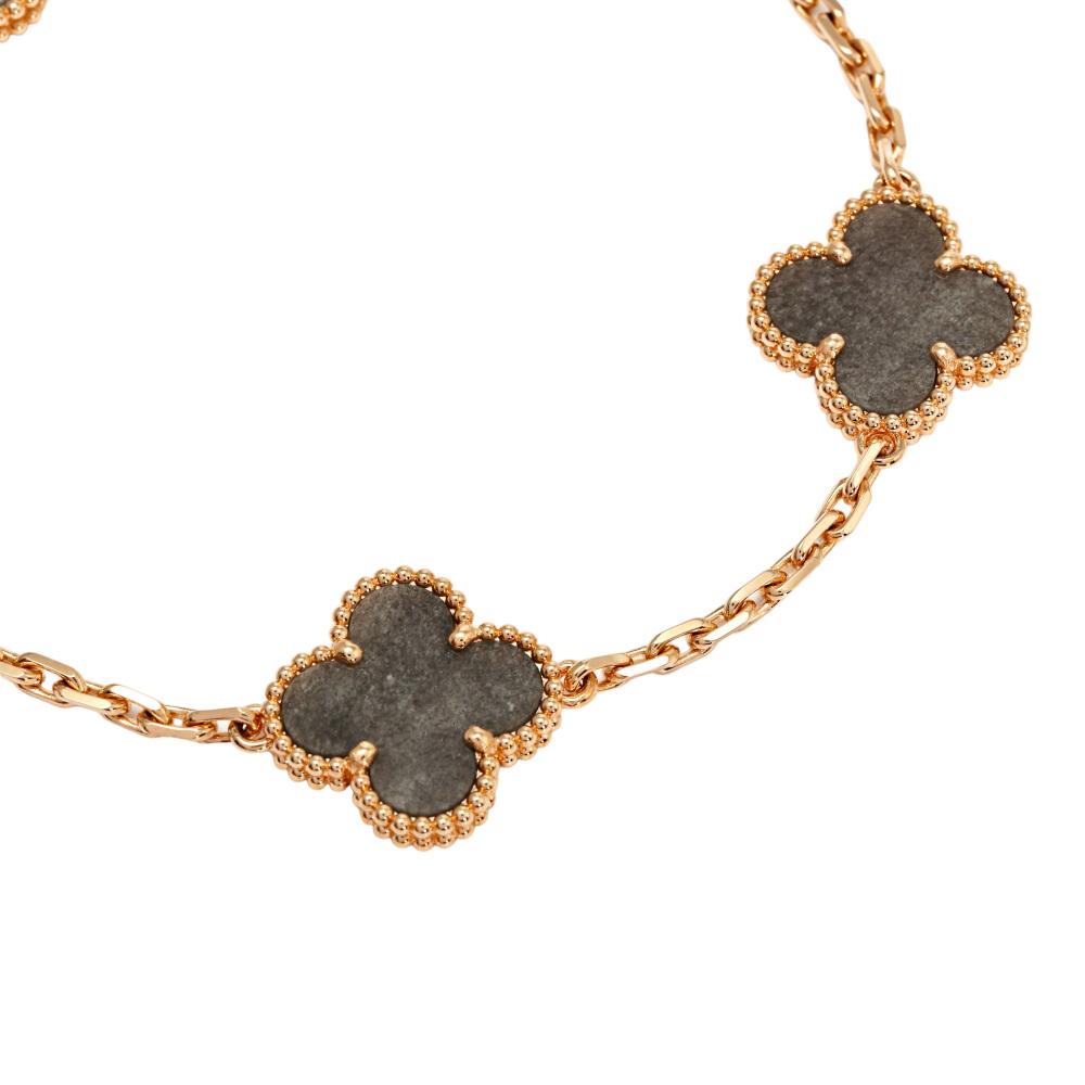 Van Cleef & Arpels Vintage Alhambra 5 Motifs Bracelet 18K Rose Gold Obsidian VCARP7S600