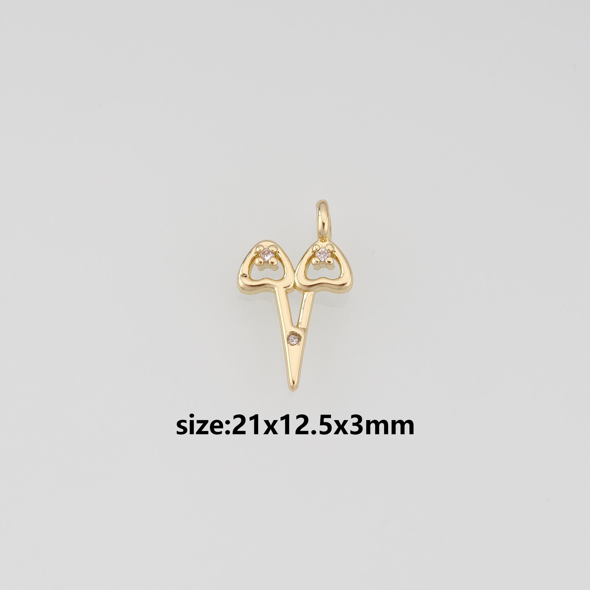 18K Gold Filled Scissors Pendant,CZ Scissors Charm Earrings Necklace for DIY Jewelry Making Supply