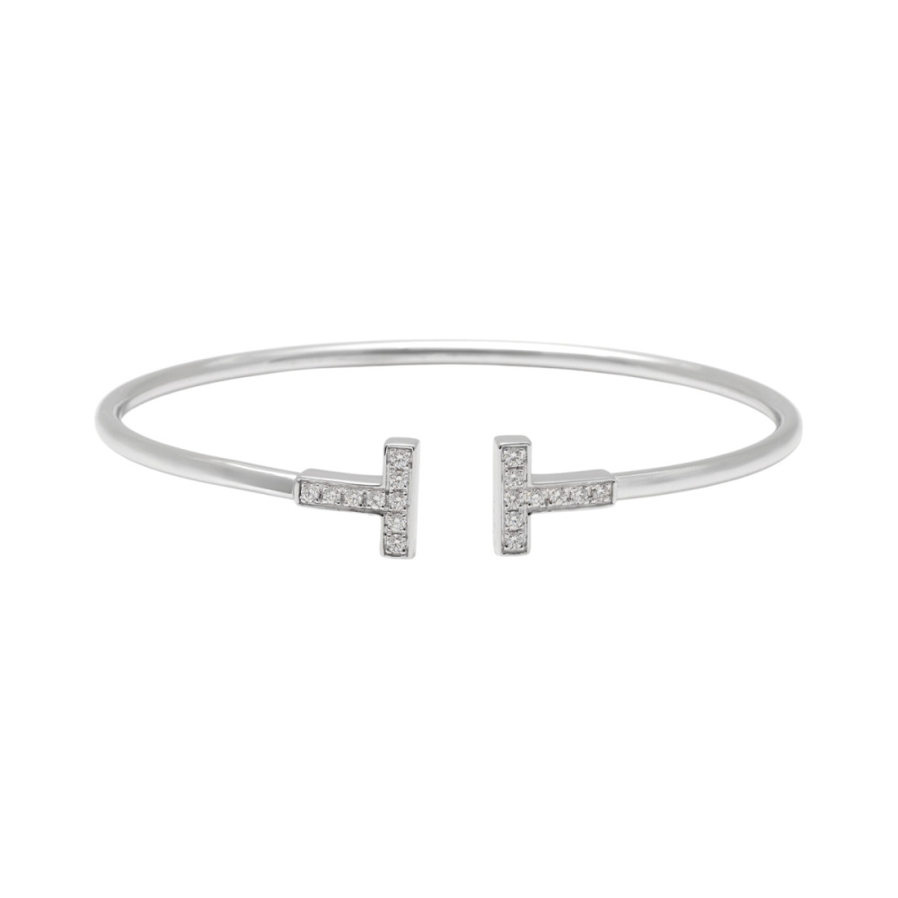 Tiffany & Co. Tiffany T Wire Bracelet 18K White Gold Diamond 60010748