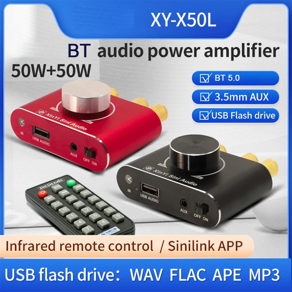 OWSOO Power Amplifier,5.1 Wireless Audio 50W+50W BT 5.1 BT 5.1 Wireless Amplifier Amp Car Amplifier Portable Sound OWSOO Audio Amplifier Amplifier Power Amplifier Portable Audio Power Amplifier