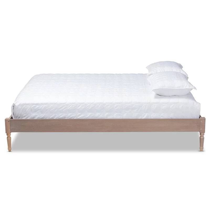 Allora Mid-Century Wood Platform Queen Bed in Oak