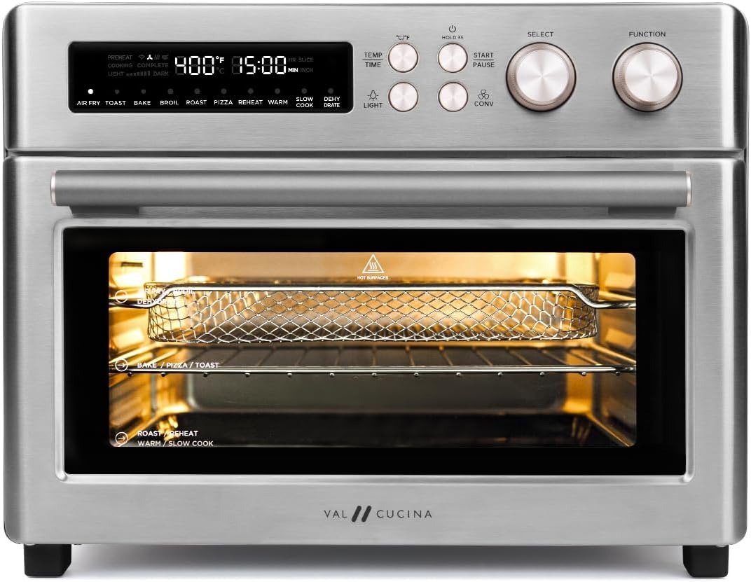 26.3QT 10-in-1 Air Fryer Toaster Oven, Infrared Heating + True Convection, Extra Large Countertop Convection Oven, Brushed Stainless Steel