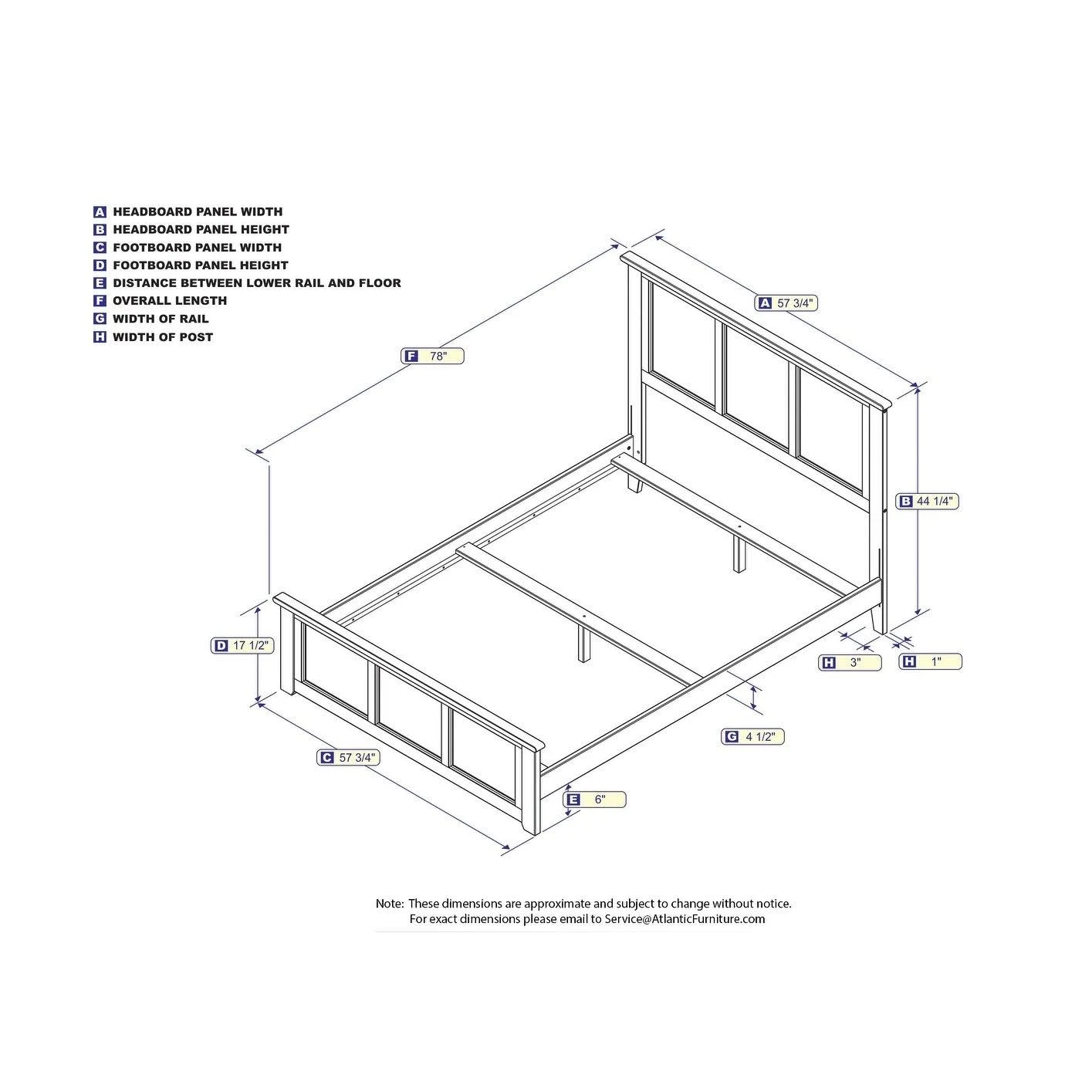 Atlantic Furniture Madison Full Bed with Matching Foot Board in Walnut