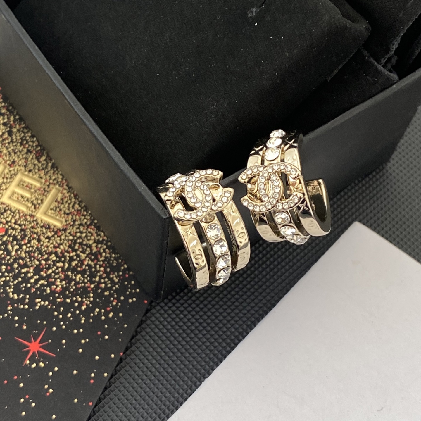Chanel 3D Crystal Hoop Earrings - cnluxepick