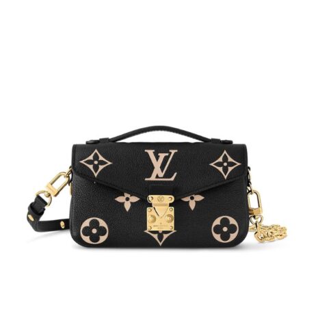 Louis Vuitton Pochette M Tis East West Bag Black Beige 21Cm M46596