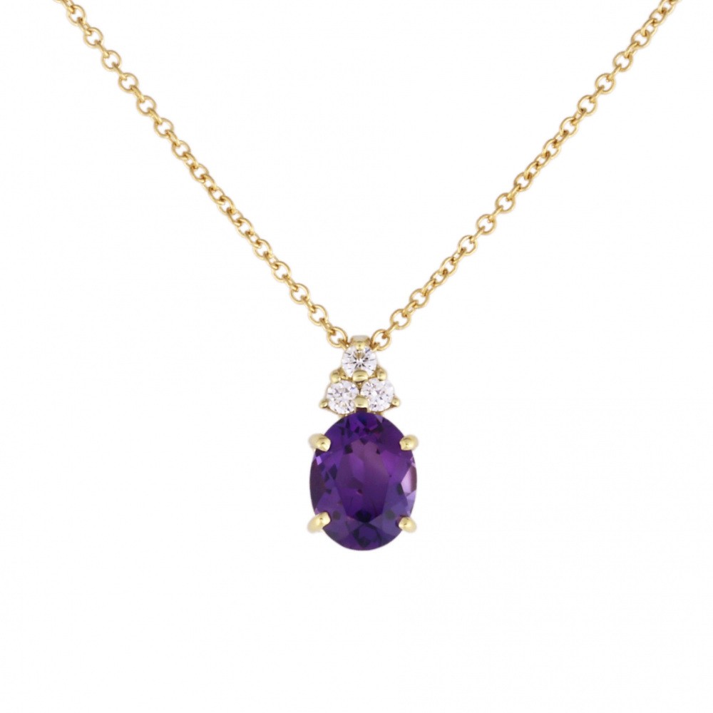 Tiffany & Co. Tiffany Amethyst Diamond K18YG Yellow Gold Necklace