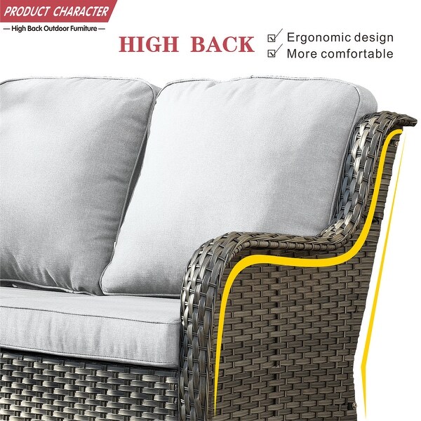 OVIOS 6piece Conversation Wicker Sectional Set with Table