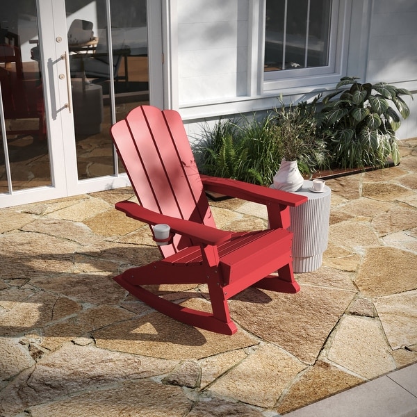 AllWeather Rocking Adirondack Chair with Swiveling Cupholder