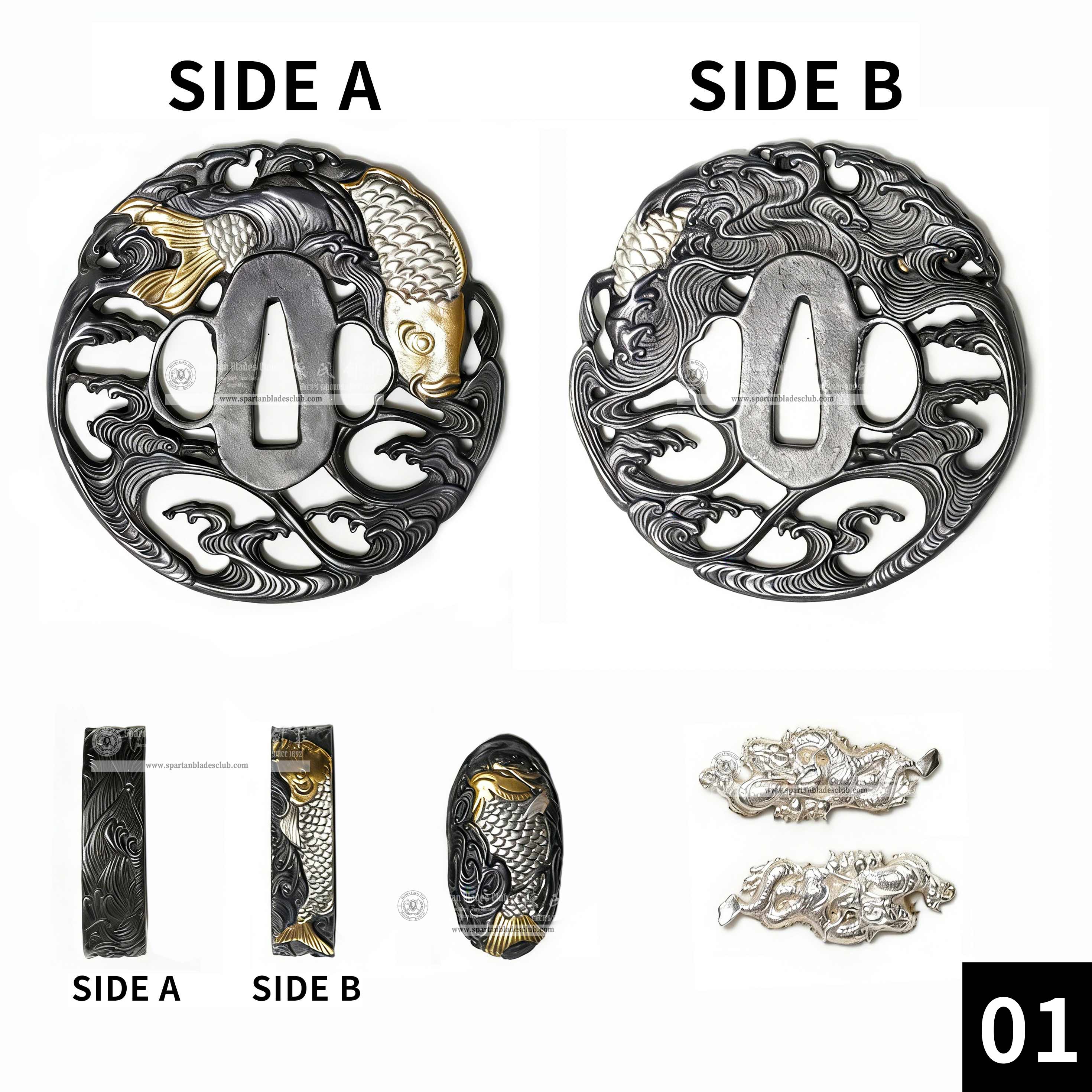 Custom Your Katana | Waves | Complete Set Fittings (Brass Gilded) | Spartan Blades Club | CHEN'S SWORDS 1892 - Spartan Blades Club - 陳氏劍莊1892