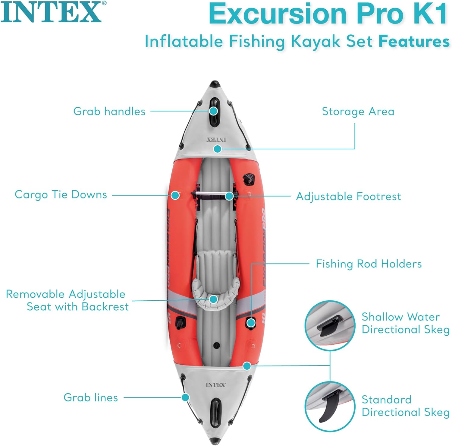 Excursion Pro Inflatable Kayak Series: Includes Deluxe 86in Kayak Paddles and High-Output Pump – SuperTough PVC – Adjustable Bucket Seat – Fishing Rod Holders – Grab Handles