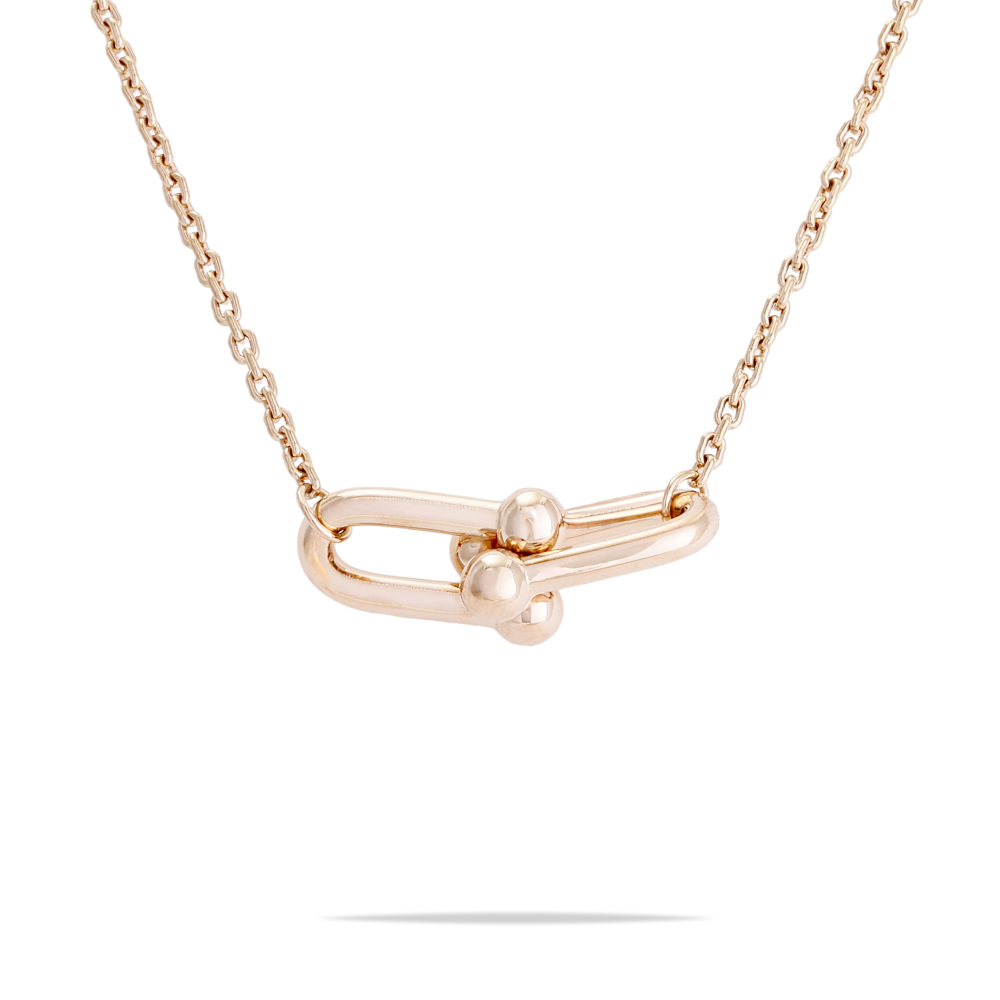 Tiffany & Co. Hardware Double Link Necklace 18K Rose Gold 75060726