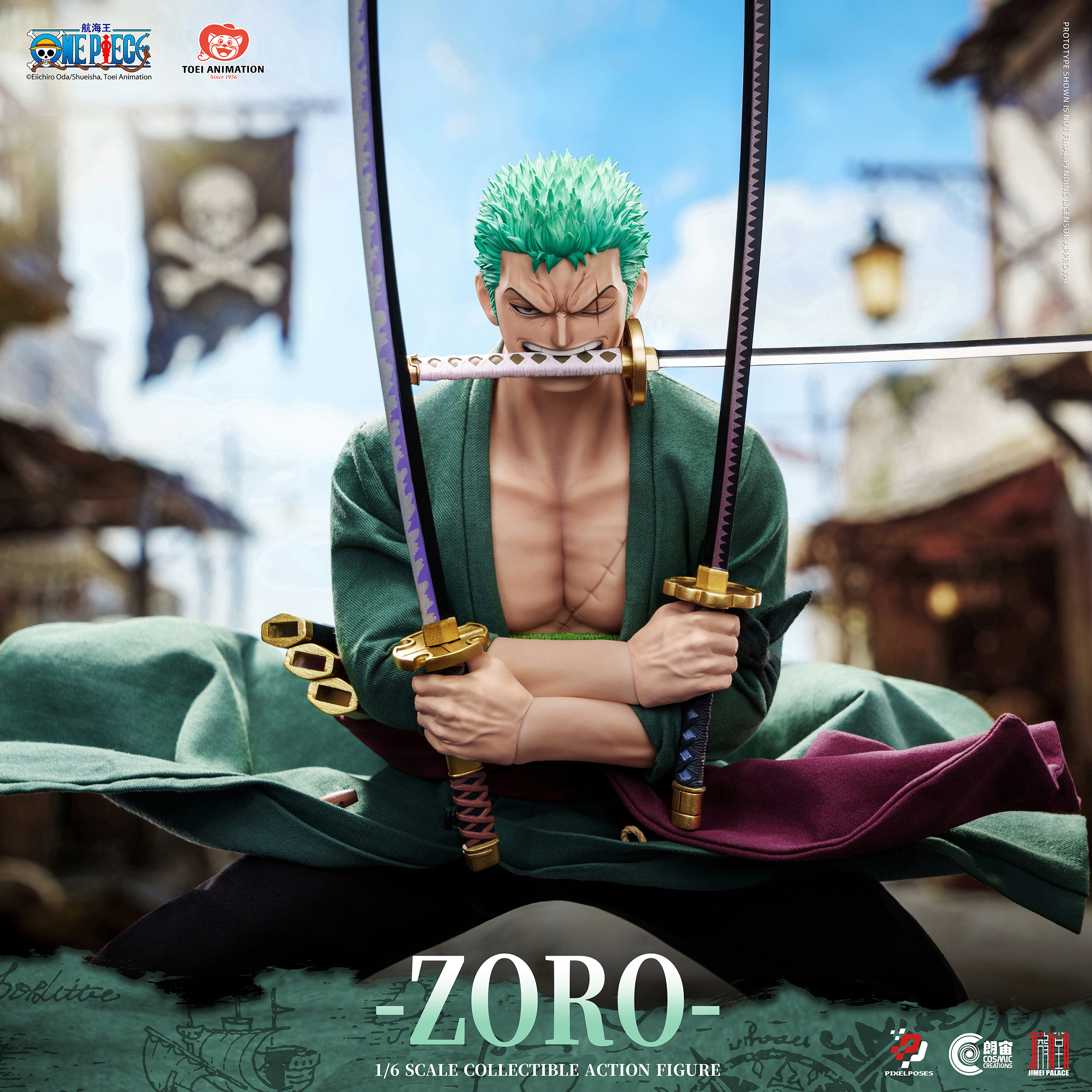 Officially Licensed 《ONE PIECE》Pixel Poses Roronoa Zoro 1/6 Scale Platinum Silicone Action Figure